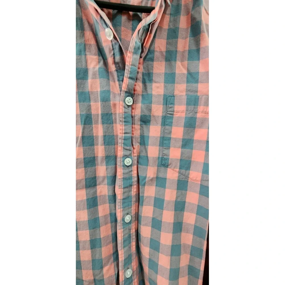 J.‎ Crew Button Up Shirt Mens Xlarge Long Sleeve Pink Grey Check Plaid XL EUC